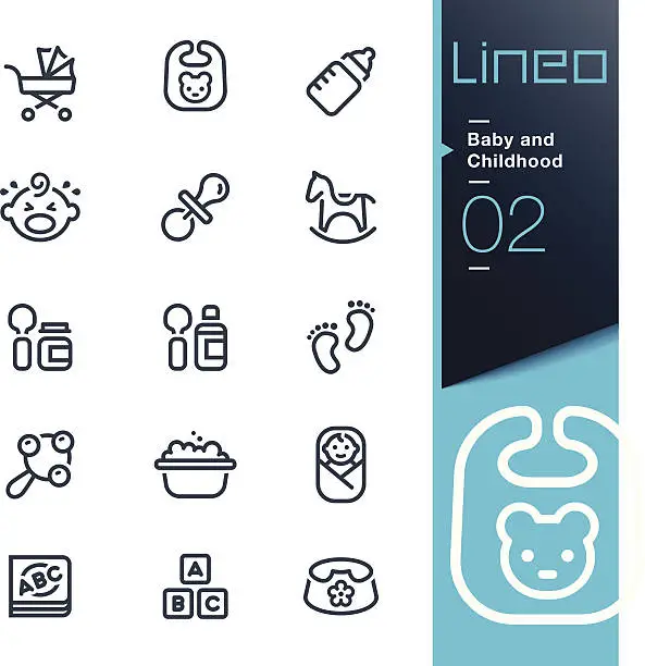 Vector illustration of Lineo - Baby and Childhood outline icons