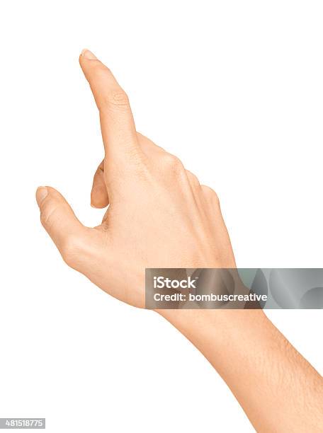 Press The Button Stock Photo - Download Image Now - Hand Sign, Cut Out, Females