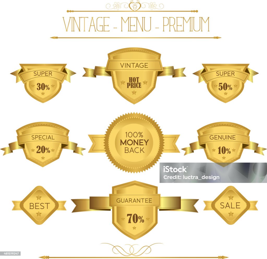 Set of gold badges and labels http://goo.gl/oKlGnN Advice stock vector