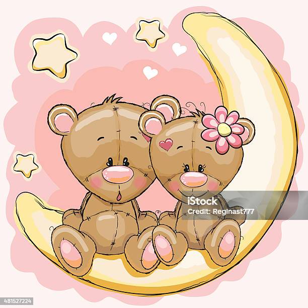 Two Bears On The Moon Stock Illustration - Download Image Now - Bear, Moon, 2015