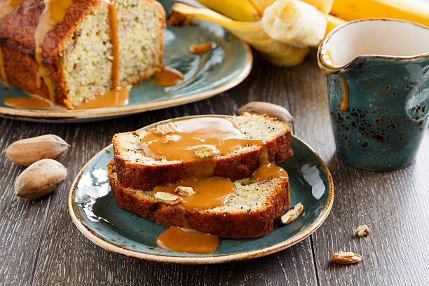 istock Banana bread with caramel sauce and pecans. 481527973