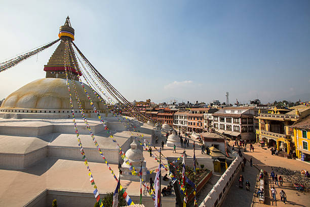 pilgrims near stupa boudhanath - losar bildbanksfoton och bilder