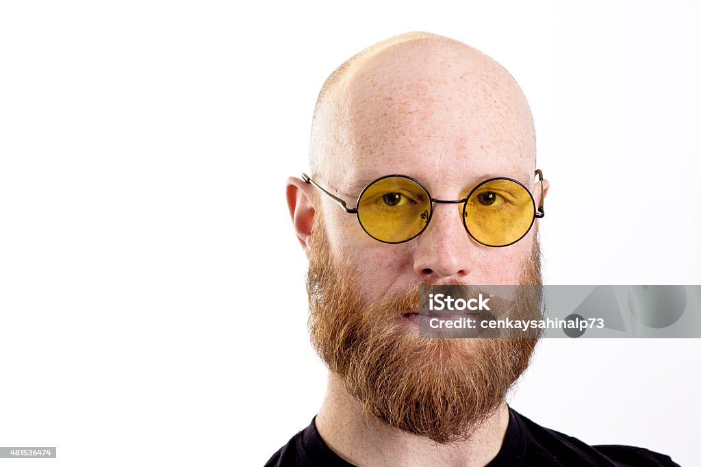 bald Mann red BART mit Brille isoliert auf weißem Hintergrund - Lizenzfrei 2015 Stock-Foto