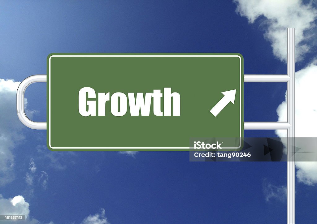 Growth road sign board Growth road sign board image with hi-res rendered artwork that could be used for any graphic design. Aspirations Stock Photo