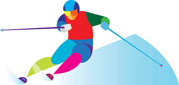 ilustrações de stock, clip art, desenhos animados e ícones de esqui em slalom - slalom skiing