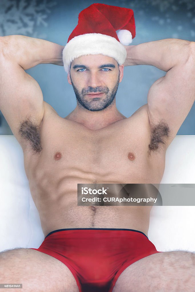 Sexy uomo hunk santa - Foto stock royalty-free di Babbo Natale