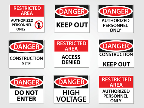 Danger and Restricted Area Workplace Signs Set