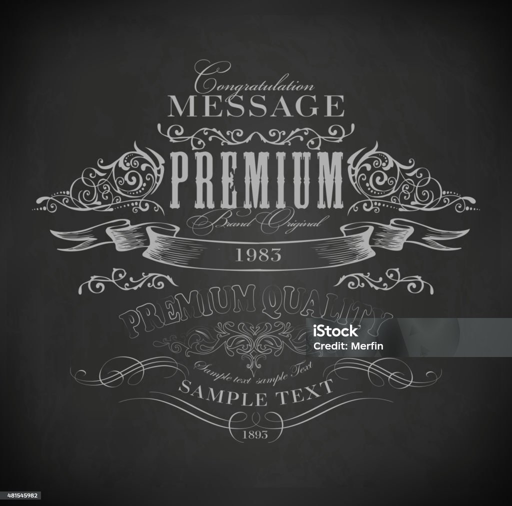 Chalk design Chalk  typography, calligraphic design elements, page decoration and labels of drawing with chalk on blackboard 2015 stock vector