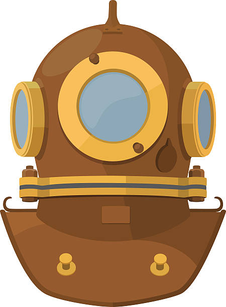 ilustraciones, imágenes clip art, dibujos animados e iconos de stock de mar profundo casco de buceo de historieta - deep sea diving illustrations