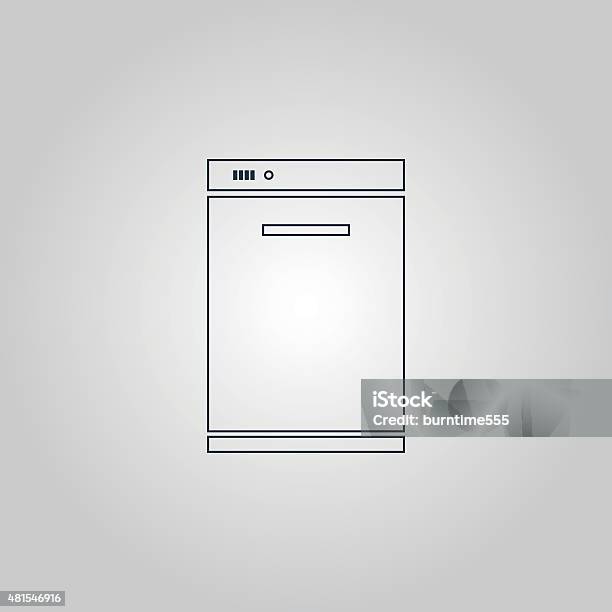 Kitchen Dishwasher Icon Sign And Button Stock Illustration - Download Image Now - 2015, Appliance, Cleaner