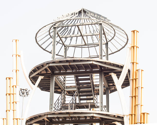 istock Metal modern spiral staircase details with wooden structure 481550259