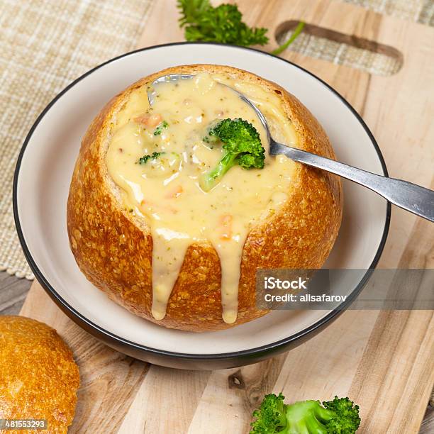 Broccoli And Cheese Soup Stock Photo - Download Image Now - 7-Grain Bread, Baked, Bakery