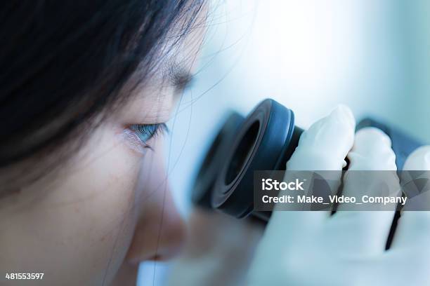 Student Working With A Microscope Stock Photo - Download Image Now - Adult, Adults Only, Asian Culture