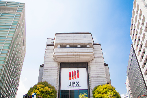 Tokyo, Japan - April 23, 2015: Building of the Tokyo Stock Exchange in Tokyo, Japan.