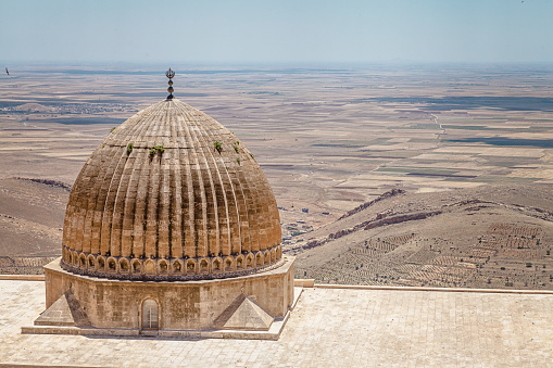 Great Mosque's dome and great Mesopotomia view in Mardin, Turkey.