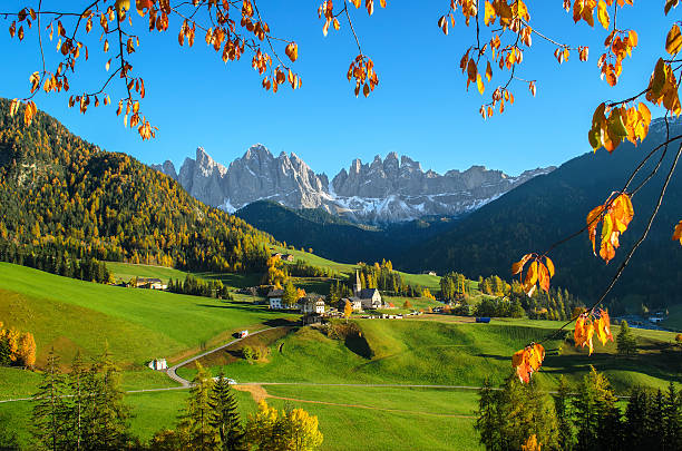 istock Dolomites mountain village in autumn 481560430