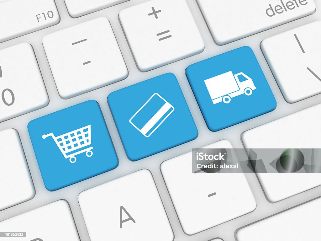 E-Commerce-internet-shopping, Zahlung, Versand und Lieferung - Lizenzfrei Internet Stock-Foto