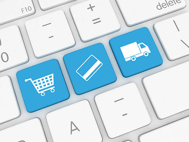 e-commerce-internet-shopping, zahlung, versand und lieferung - hardware store store shopping cart shopping stock-fotos und bilder