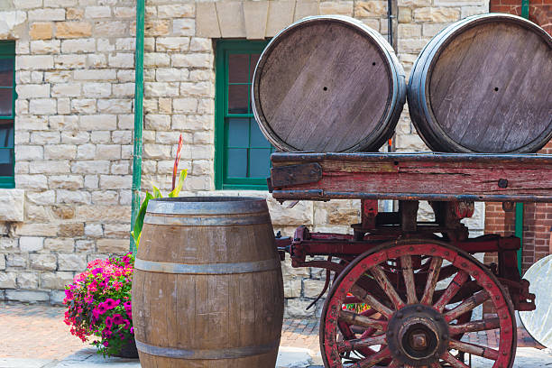 istock wooden barrels on the cart 481565806