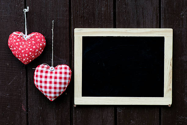 istock Blackboard decorated and handmade hearts 481567264