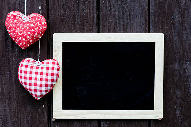 istock Blackboard decorated and handmade hearts 481567462