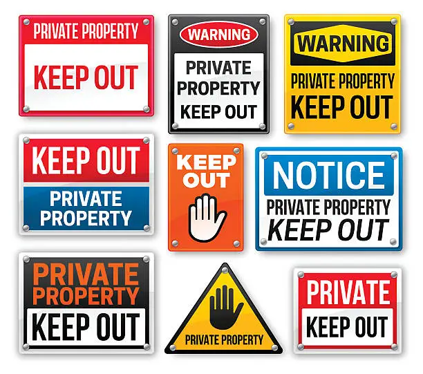 Vector illustration of Private Property Keep Out Signs