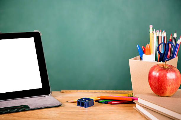 istock Back to school. Digital tablet, school supplies on desk. Education. 481568092