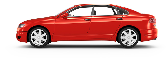 Brandless red generic car. Isolated with clipping path.