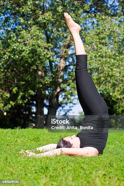 Sarvangasana Shoulderstand Stock Photo - Download Image Now - 2015, Active Lifestyle, Activity