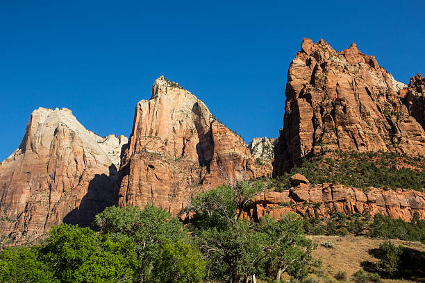 The Three Patriarchs Zion National Park virgin river stock pictures, royalty-free photos & images