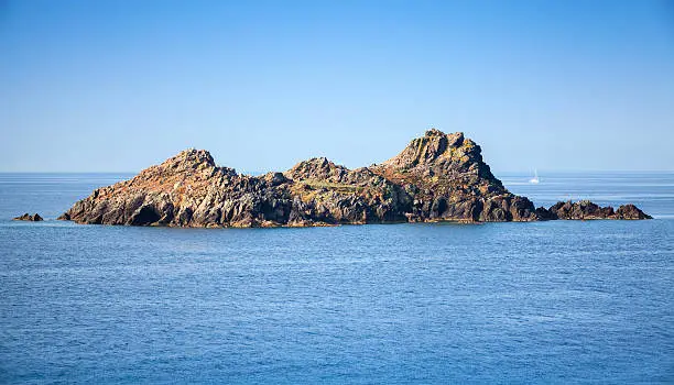 Small rocky island. Sanguinaires, Ajaccio, Corsica, France