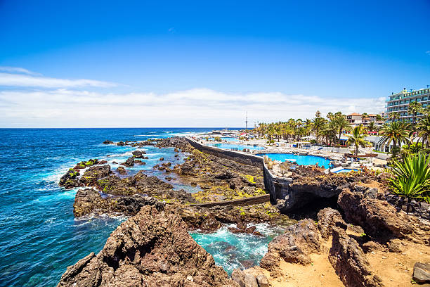 The lake Martianez in Puerto de la Cruz, Tenerife. The lake Martianez in Puerto de la Cruz, Tenerife, Canary Islands. puerto de la cruz tenerife stock pictures, royalty-free photos & images