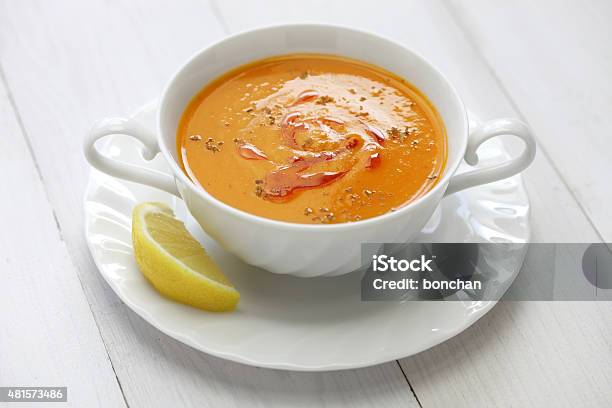 Red Lentil Soup Turkish Cuisine Stock Photo - Download Image Now - Middle Eastern Culture, Red Lentil, Soup