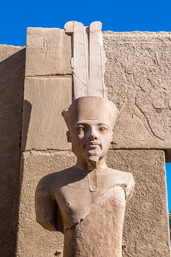 Amun Re statue at the Karnak temple, Luxor, Egypt (Ancient Thebes with its Necropolis).