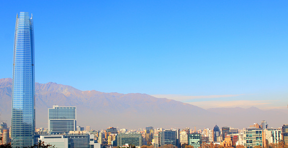 Santiago, capital of Chile, financial and economy center of South America at sunrise.