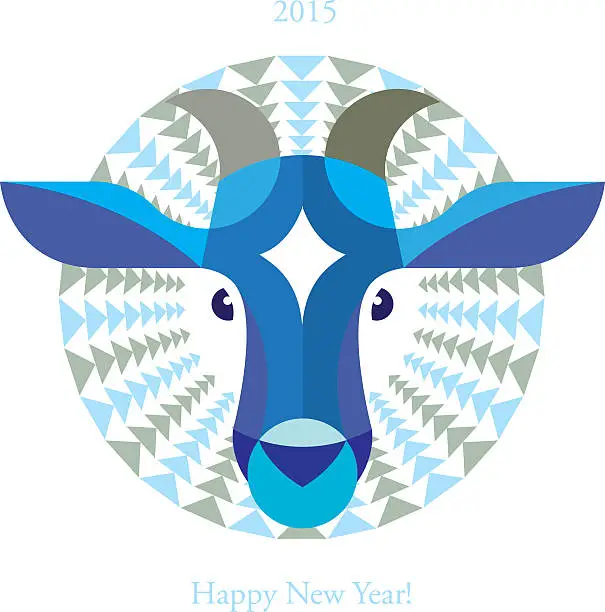 Vector illustration of Chinese horoscope. Year the of Blue Goat