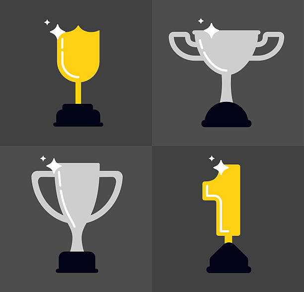 Trophy Set VII Trophy illustration set VII created in illustrator and easily editable. cricket trophy stock illustrations