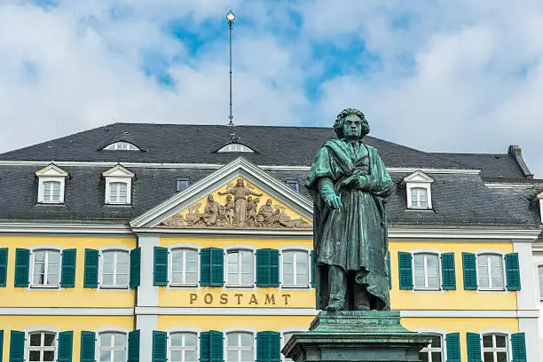 Public statue of Ludwig van Beethoven in Bonn his city of birth. Ludwig van Beethoven (16 Dec 1770 – 26 March 1827) was a famous German composer and pianist.