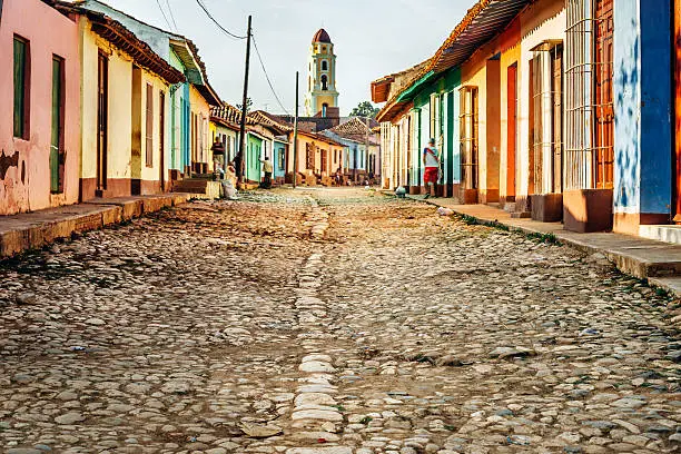 a row of colorful houses in Trinidad, Cuba 