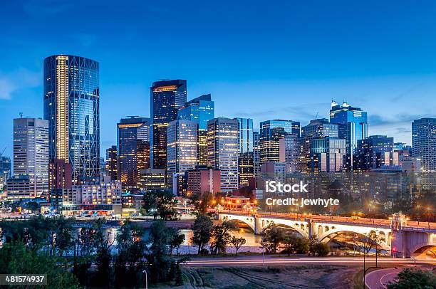 Calgary Skyline Stock Photo - Download Image Now - City, Calgary, Night