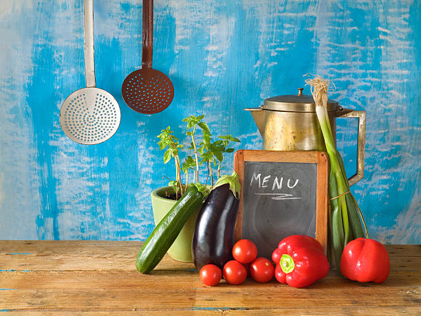 istock food ingredients,menu blackboard, free copy space 481574964