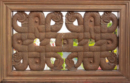 naga wall made from wooden craft