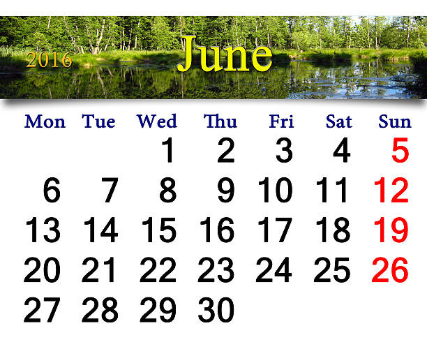 istock calendar for June 2016 with image of forest lake 481578004