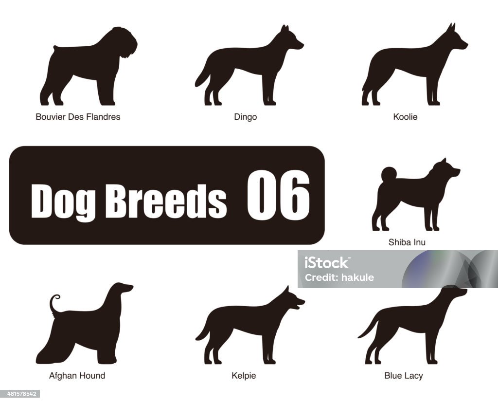 set of dog breeds, black and white, side view, vector Dog breeds,  standing on the ground, side,silhouette, black and white, vector illustration, dog cartoon image series Dog stock vector