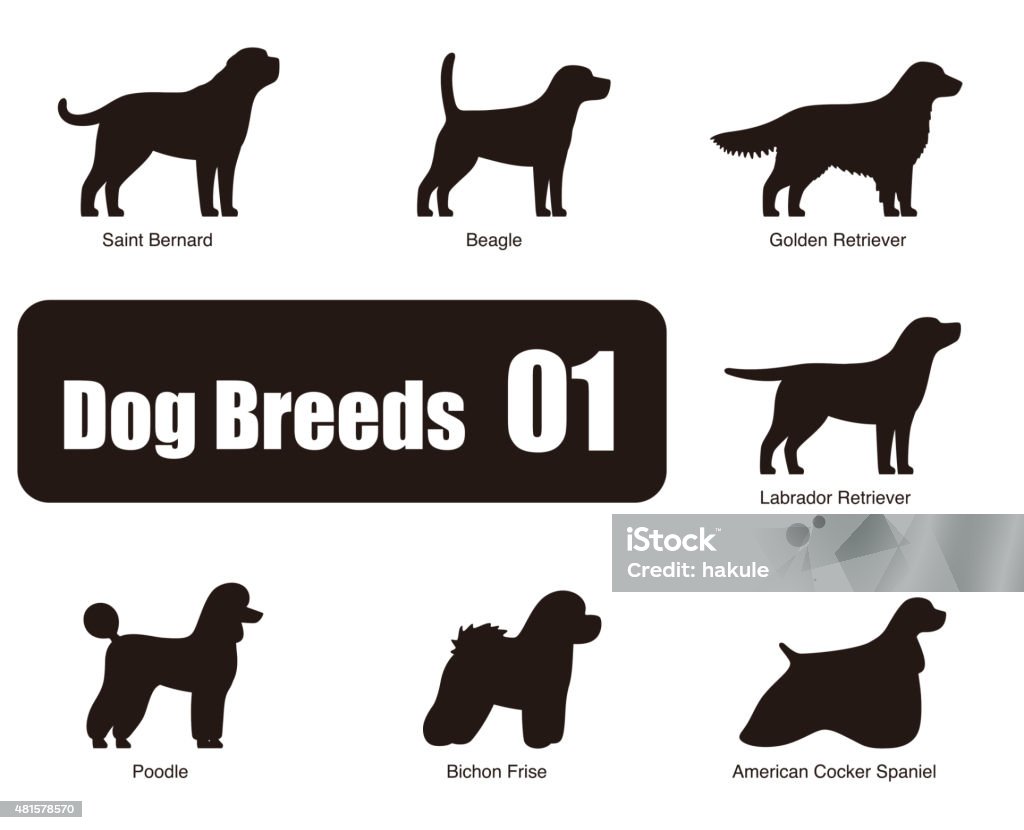 Raças de cão em pé lado, preto e branco, vector - Royalty-free Cão arte vetorial