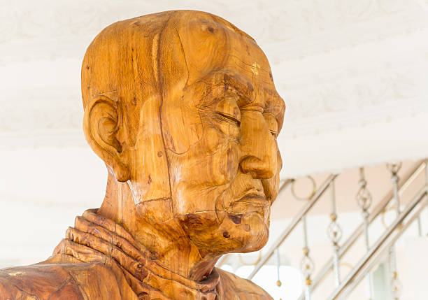 Face of Buddha carved wood.