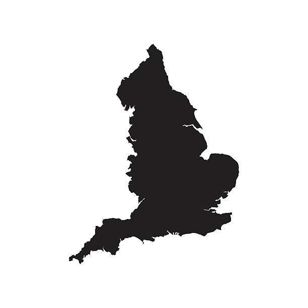 ilustrações, clipart, desenhos animados e ícones de inglaterra preto vetor mapa design 2d - inglaterra