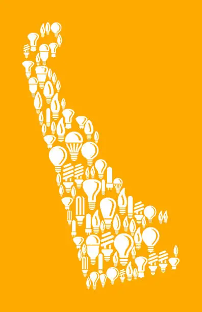 Vector illustration of Delaware State on Vector Lightbulb Pattern Background