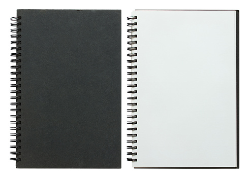 Blanco y negro aislado cuaderno con espiral photo