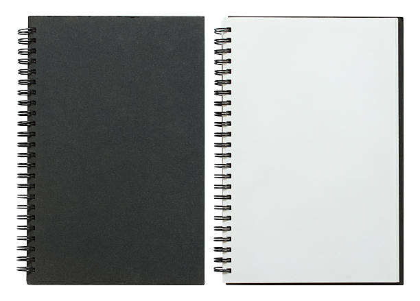 ブラックとホワイトのスパイラル(spiral )ノート型 - spiral notebook spiral ring binder blank ストックフォトと画像